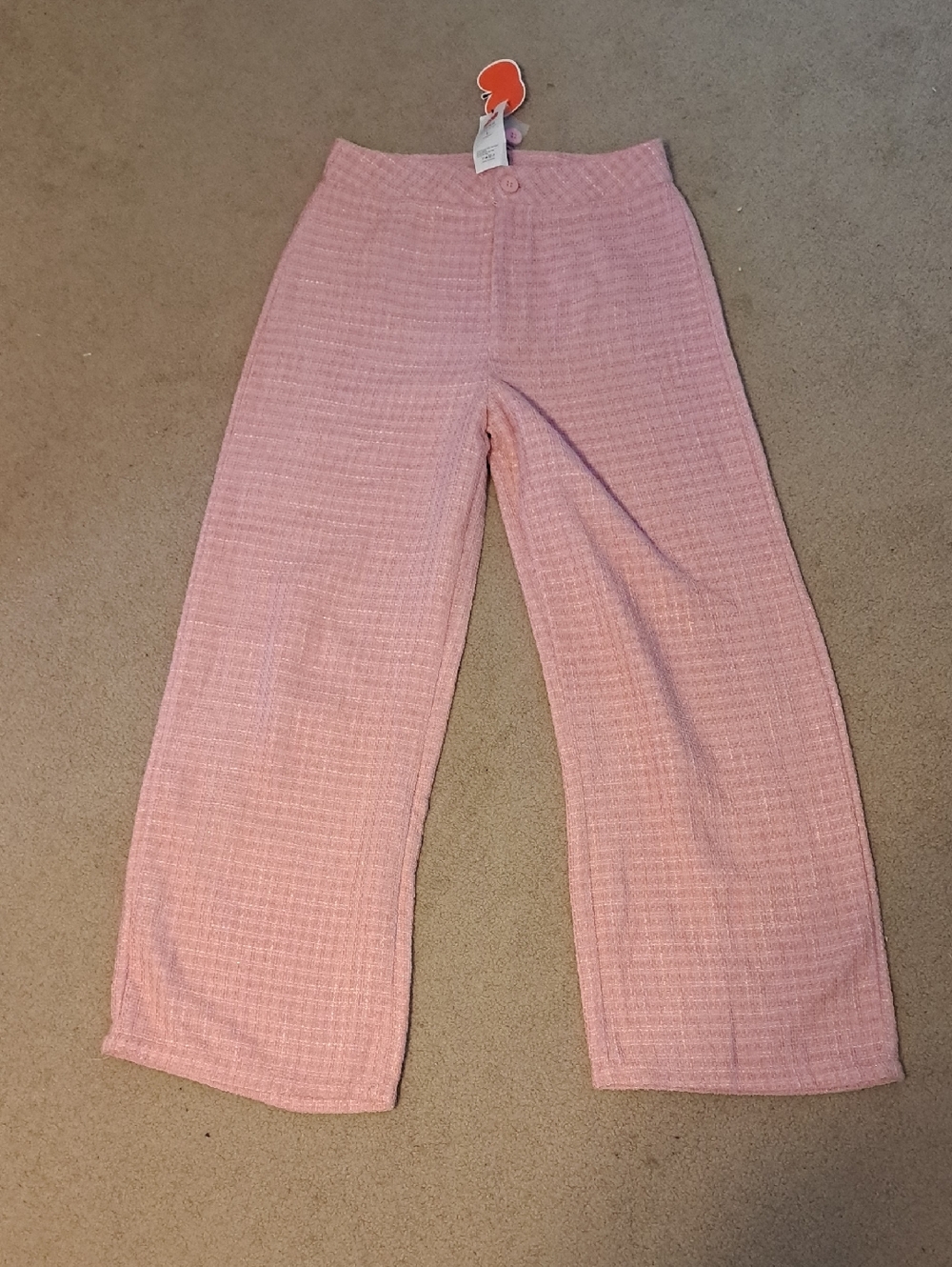 Cider Dusty Pink Textured Wide-Leg Pants